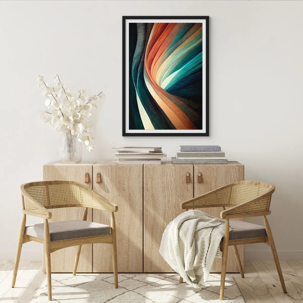 Affisch i svart ram - Vävd av färger - 70x100 cm