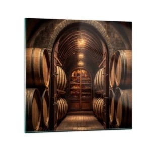 Glastavla - Bild på glas - Stämningsfull källare - 60x60 cm