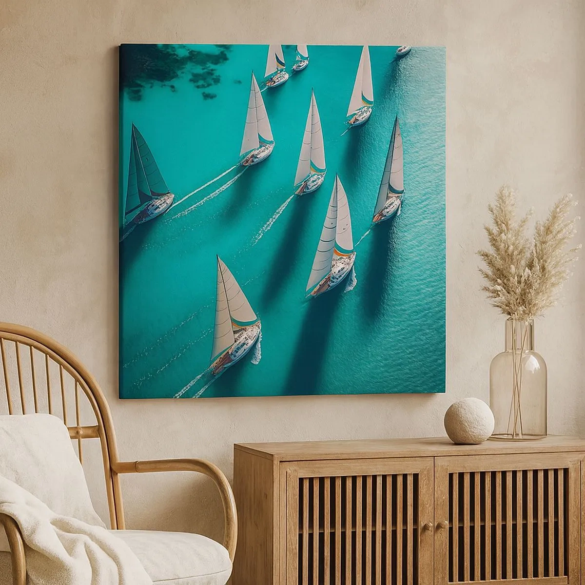 Canvastavla - Bild på duk - Tävla med vinden - 30x30 cm