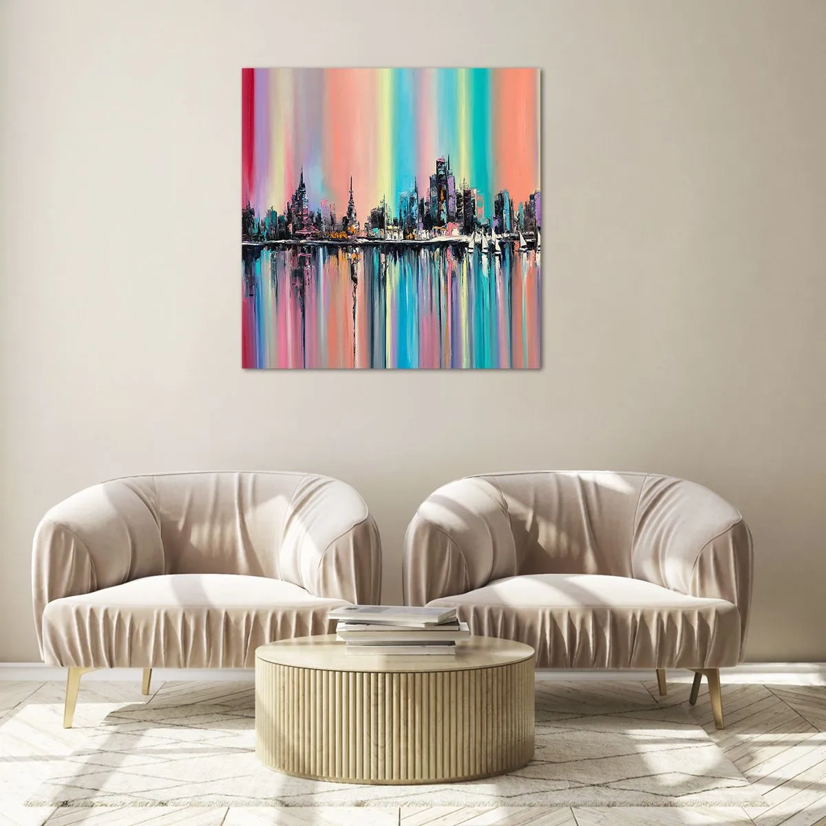 Glastavla - Bild på glas - Nattens ljus - 70x70 cm