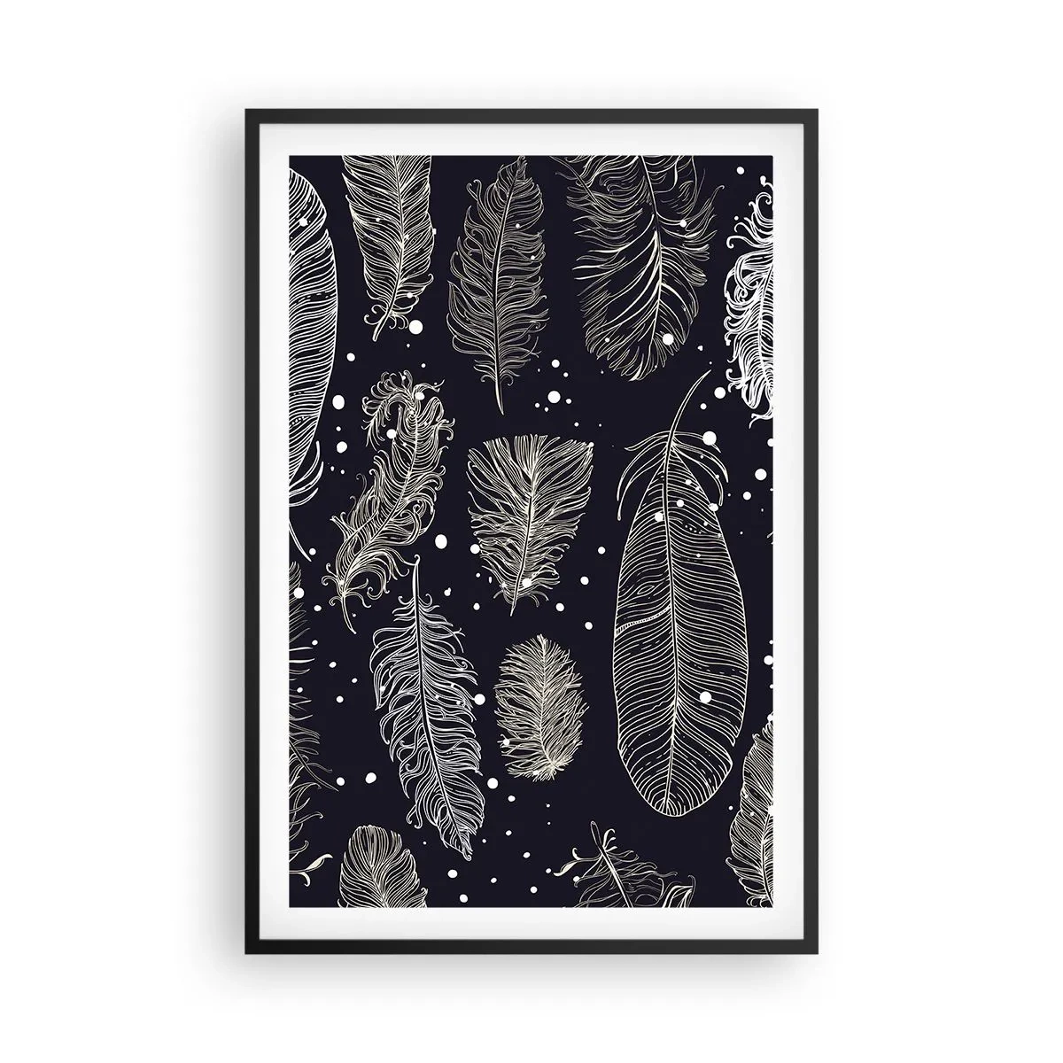 Affisch i svart ram - Fjäderspets - 61x91 cm