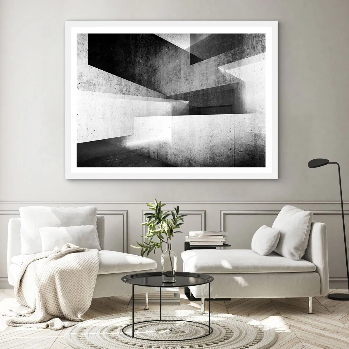 Affisch i vit ram - Rummets struktur - 40x30 cm
