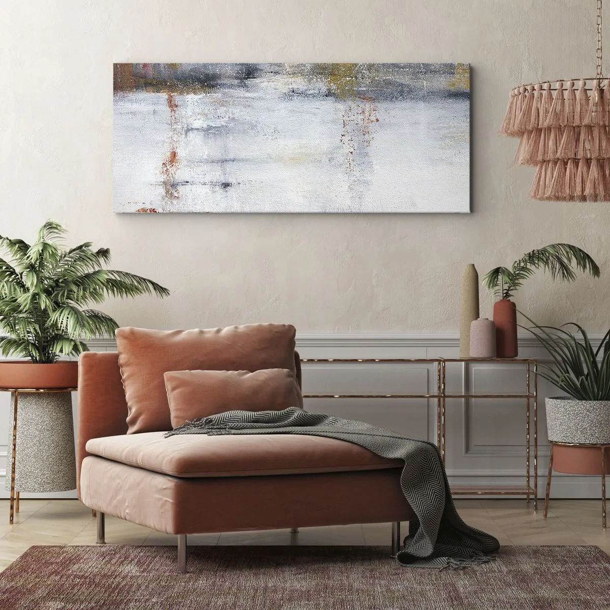 Canvastavla - Bild på duk - Bakom luftridån - 160x50 cm