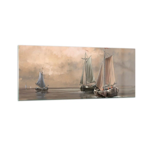 Glastavla - Bild på glas - Seglarnas hemkomst - 100x40 cm