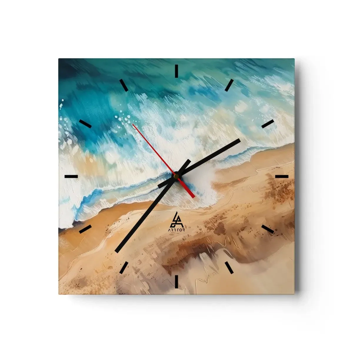 Väggklocka - Klocka på glas - Den återkommande vågen - 40x40 cm