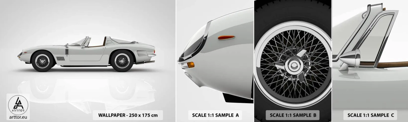 Provbit av självhäftande fototapet Deluxe Sticker - Ett löfte om lek - Sportbil, Cabriolet, Bil - 100x30 cm