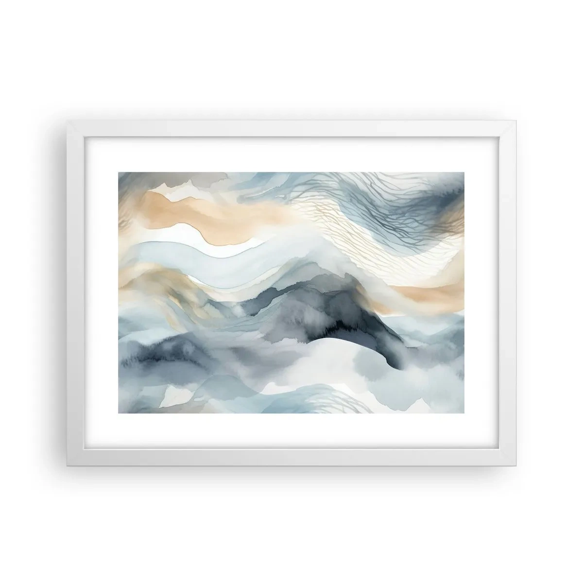 Affisch i vit ram - Snöig och dimmig abstraktion - 40x30 cm