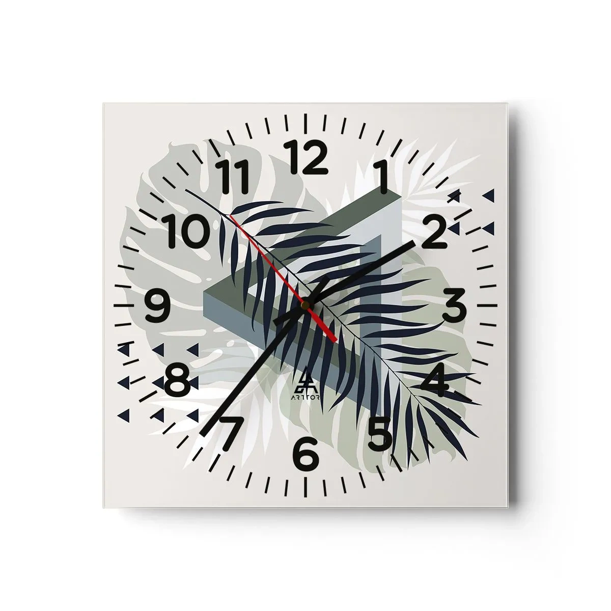 Väggklocka - Klocka på glas - Natur och geometri – två ordningar? - 40x40 cm