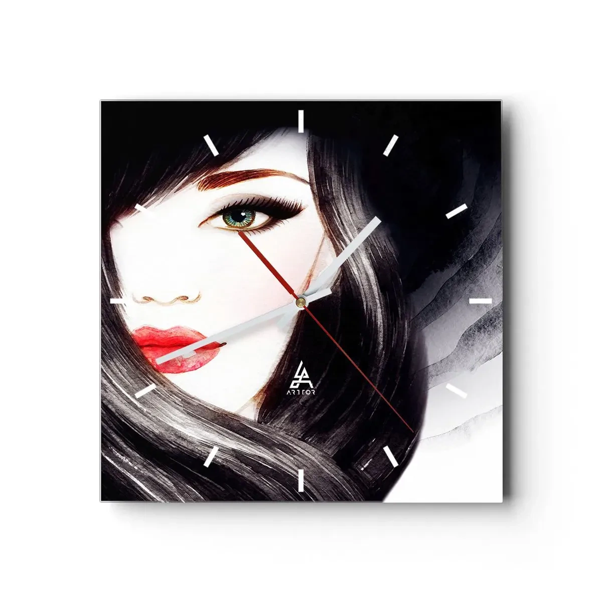 Väggklocka - Klocka på glas - Safirfärgad blick - 40x40 cm