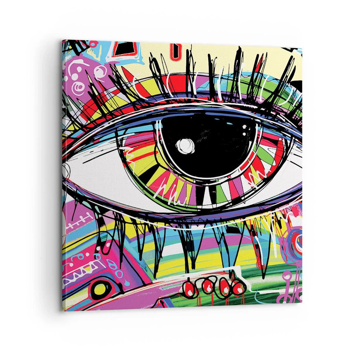 Canvastavla - Bild på duk - Färgglatt öga - färgglad själ - 60x60 cm
