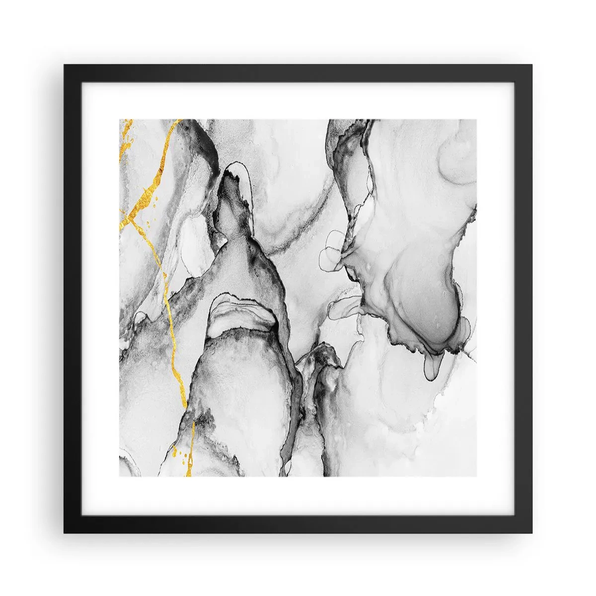 Affisch i svart ram - Komposition med guldmotiv - 40x40 cm
