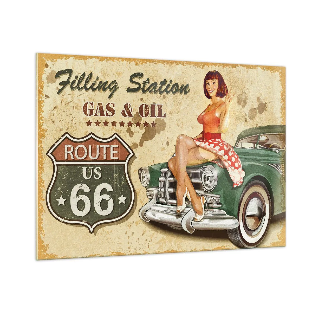 Glastavla - Bild på glas - Underbara 40-talet - 100x70 cm