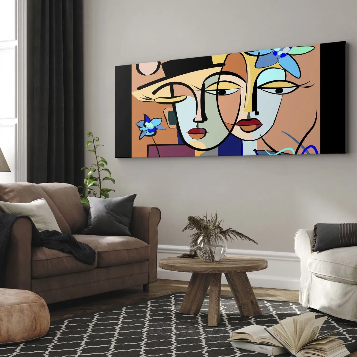 Canvastavla - Bild på duk - Picassos randez vous - 140x50 cm