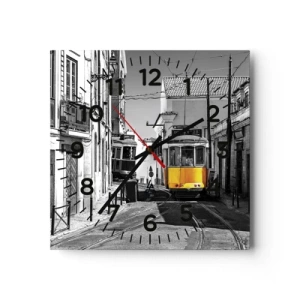 Väggklocka - Klocka på glas - Lissabons anda - 30x30 cm