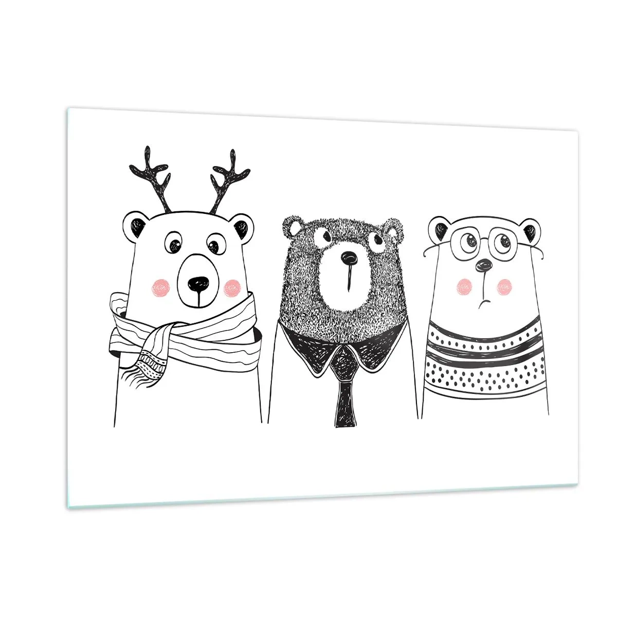 Glastavla - Bild på glas - Tre björnar  - 120x80 cm