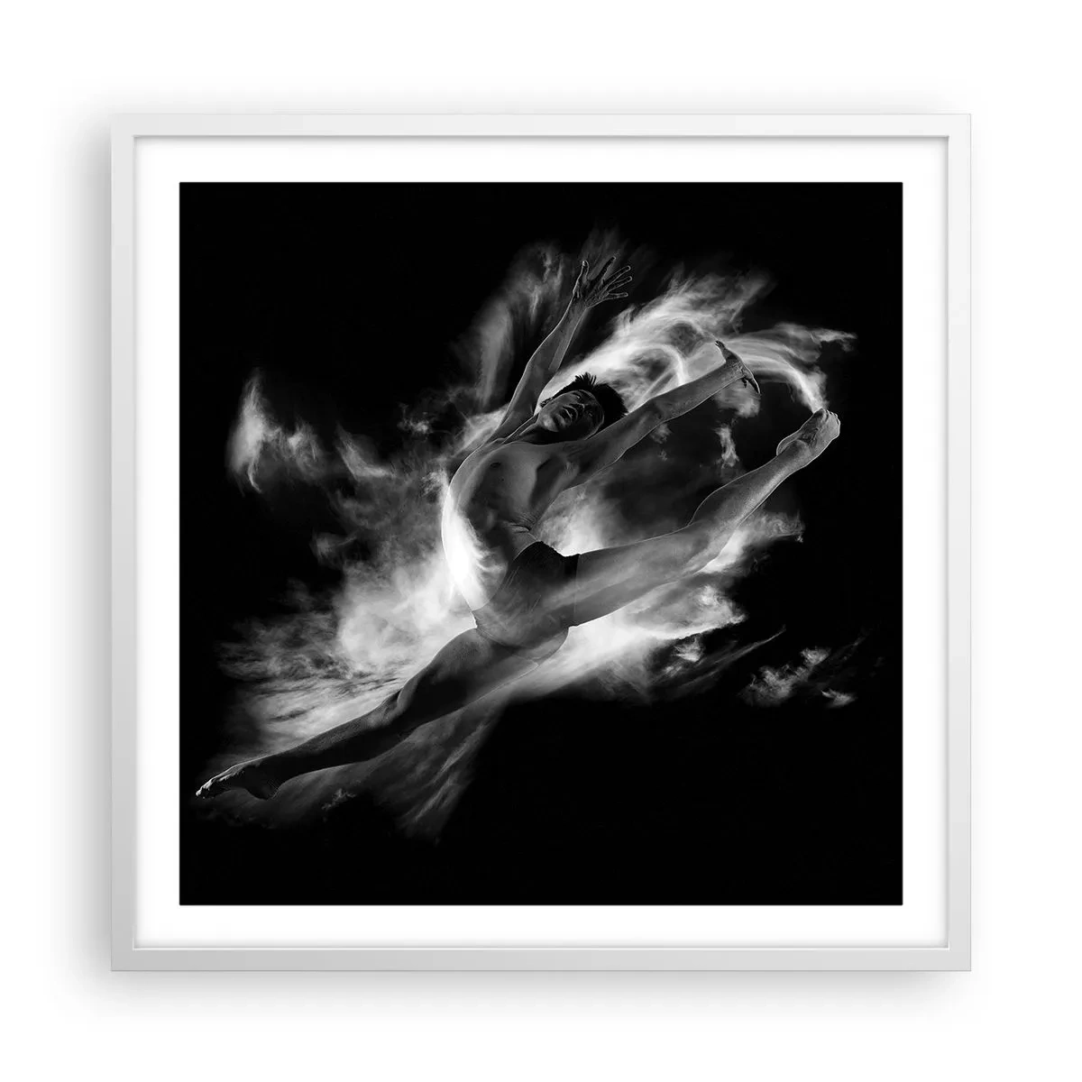 Affisch i vit ram - Fångad i luften - 60x60 cm