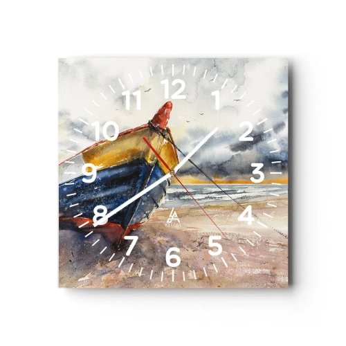 Väggklocka - Klocka på glas - Vila på stranden - 40x40 cm
