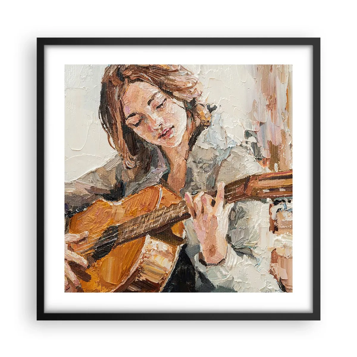 Affisch i svart ram - Konsert för gitarr och en flickas hjärta - 50x50 cm