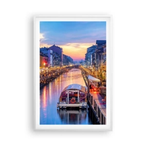 Affisch i vit ram - Ljusets och nöjets kväll - 61x91 cm