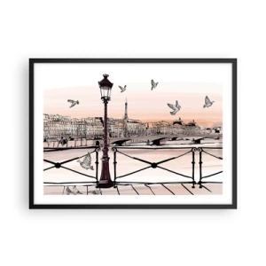 Affisch i svart ram - Över Paris tak - 70x50 cm