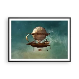 Affisch i svart ram - Jules Verne hälsar - 100x70 cm