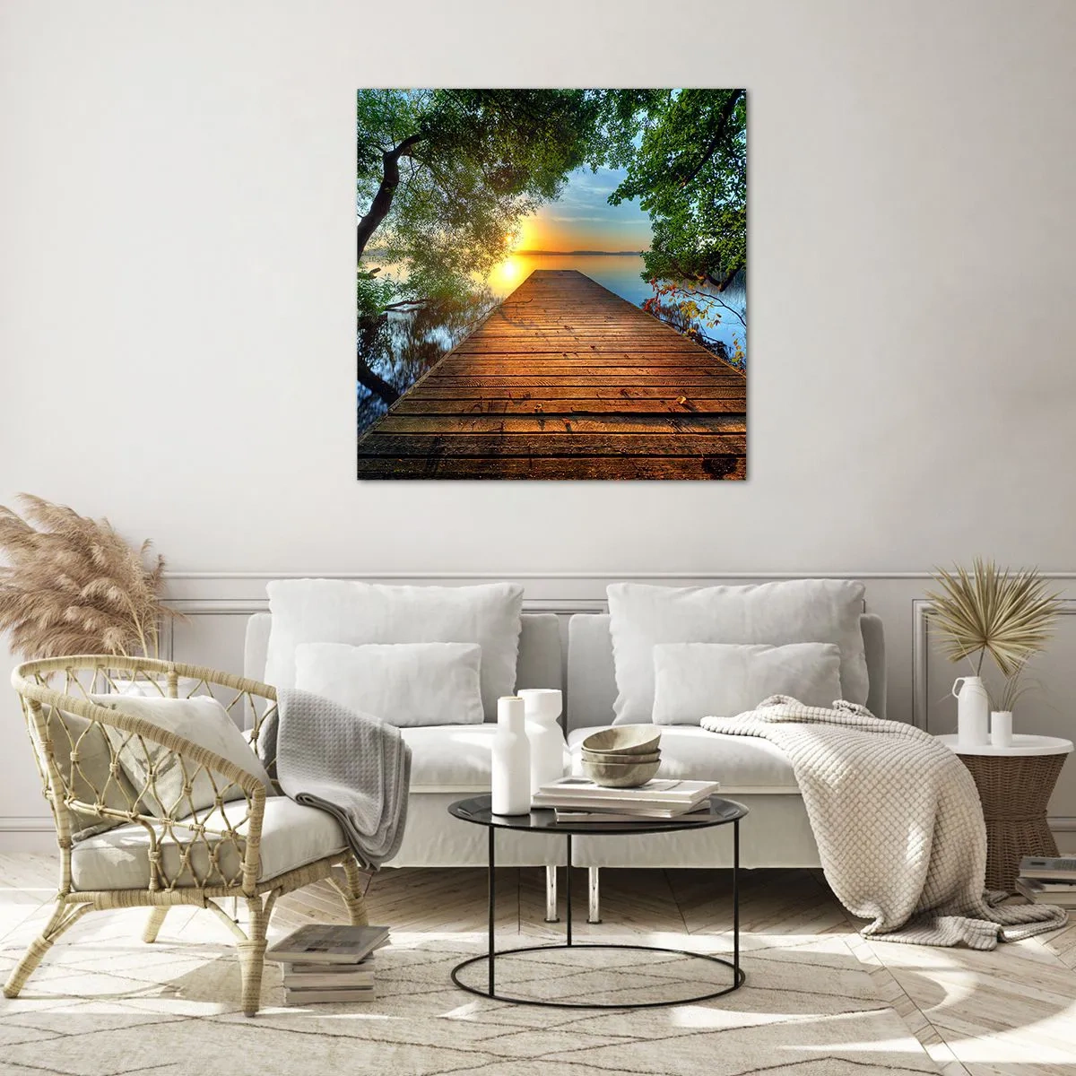 Glastavla - Bild på glas - Sakta ner, sätt dig - 40x40 cm