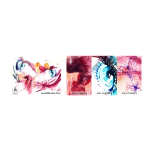 Provbit av självhäftande fototapet Deluxe Sticker - Världen blommar i närheten - Abstraktion, Kvinnans ansikte, Kvinnliga ögon - 100x30 cm