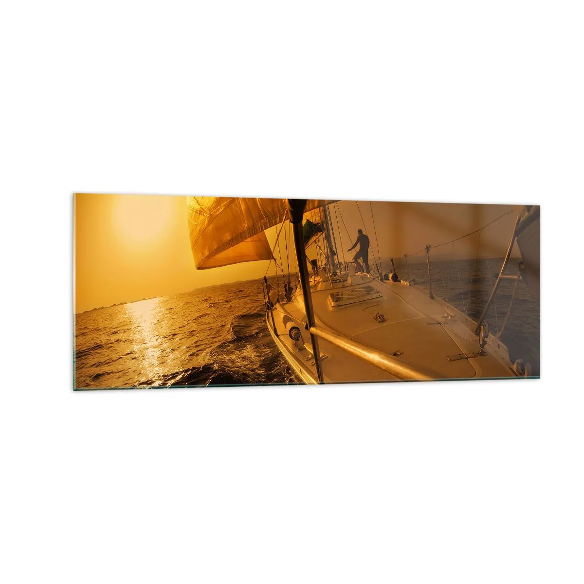 Glastavla - Bild på glas - Gyllene kväll efter en färgrik dag - 140x50 cm