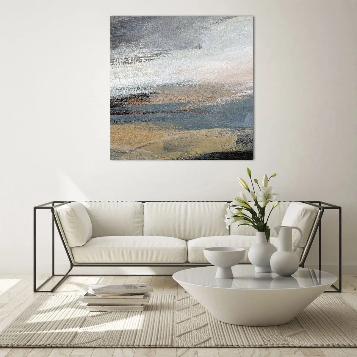 Glastavla - Bild på glas - Abstraktion: nordligt landskap - 40x40 cm