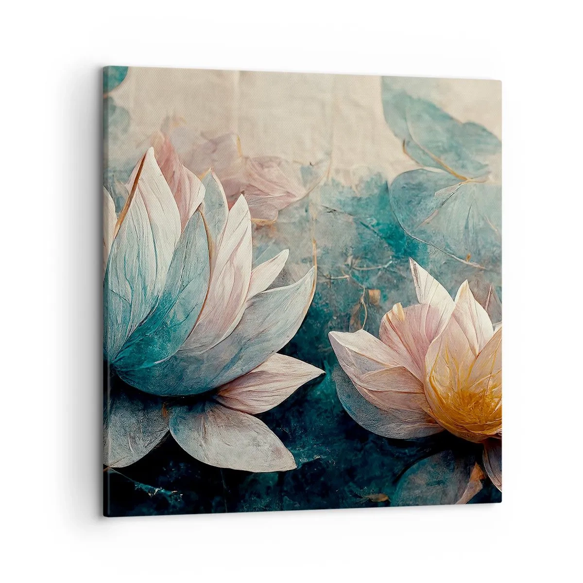 Canvastavla - Bild på duk - Stjärnor i en sjö - 50x50 cm