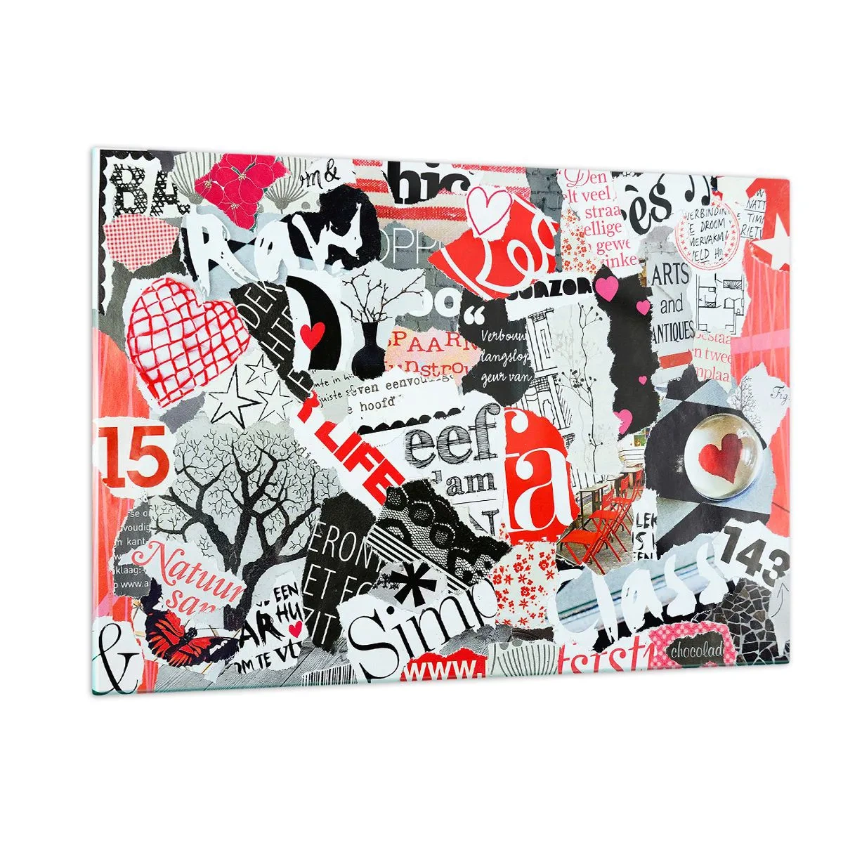 Glastavla - Bild på glas - Hipster collage - 120x80 cm