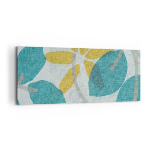 Canvastavla - Bild på duk - Bland azurblå blad - 120x50 cm