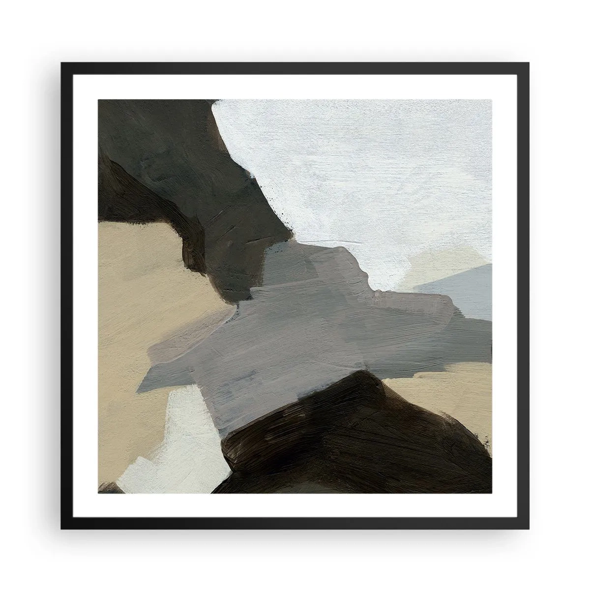 Affisch i svart ram - Abstraktion: avgrening av det gråa - 60x60 cm