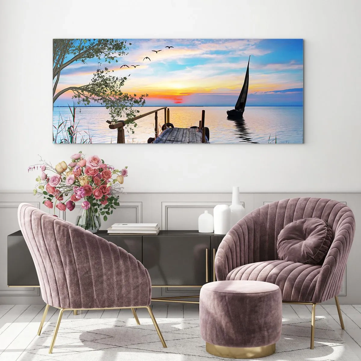 Glastavla - Bild på glas - God kväll - 100x40 cm