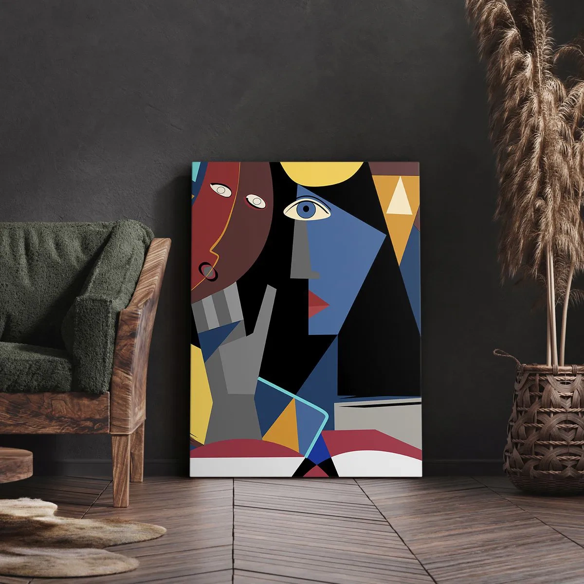 Canvastavla - Bild på duk - Kubistiskt samtal - 50x70 cm