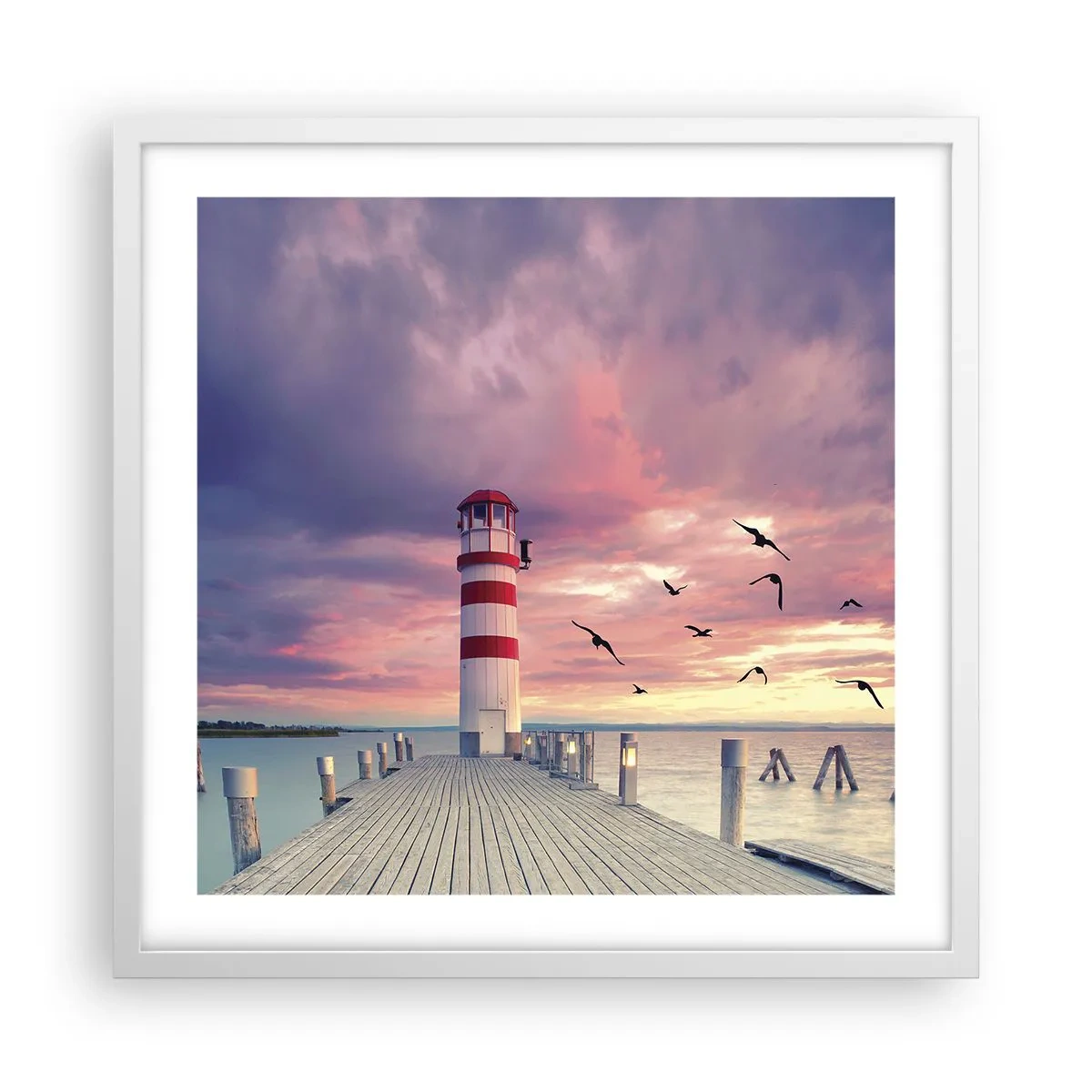 Affisch i vit ram - Dags att bege sig till hamnen - 50x50 cm