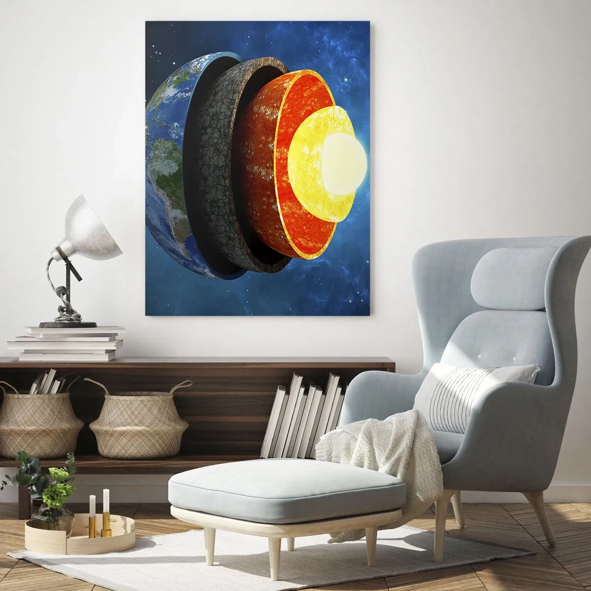 Glastavla - Bild på glas - Resa till jordens inre - 80x120 cm