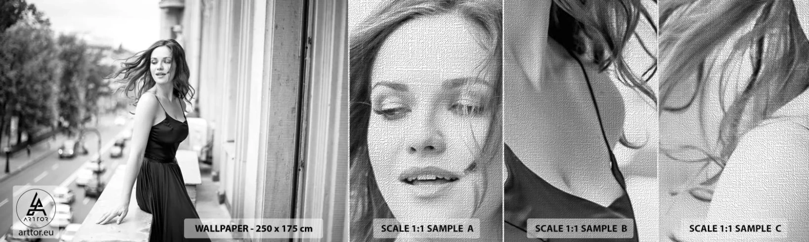 Provbit av fototapet Premium Canvas - Säkert en Parisbo - Kvinna, Stad, Arkitektur - 100x30 cm