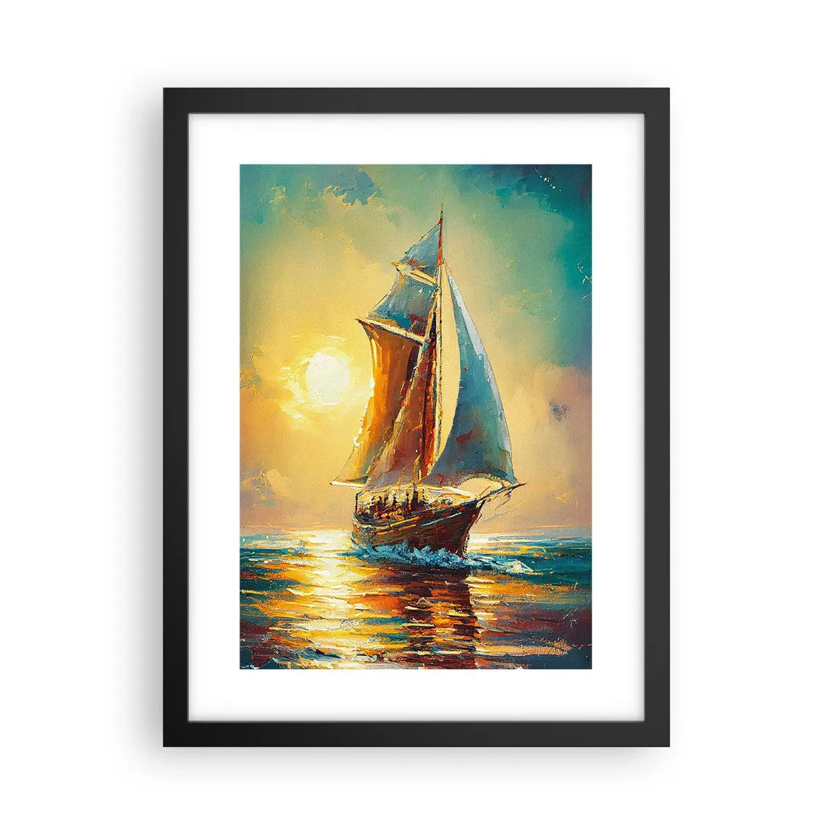 Affisch i svart ram - Under fulla segel - 30x40 cm
