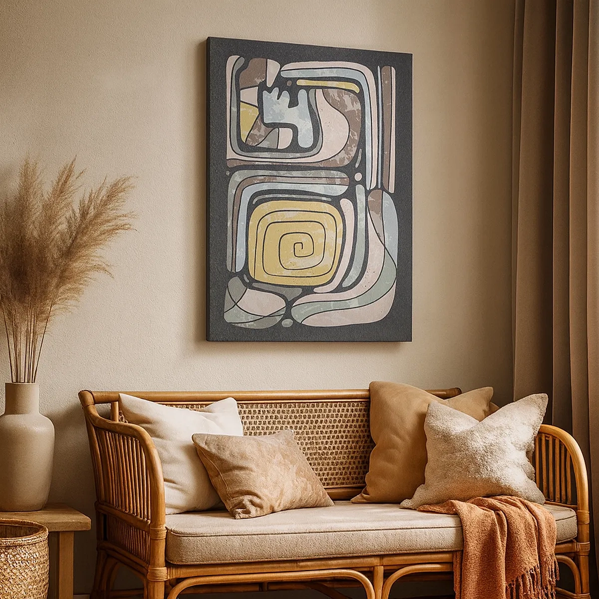 Canvastavla - Bild på duk - Abstraktion i en förcolumbiansk anda - 50x70 cm