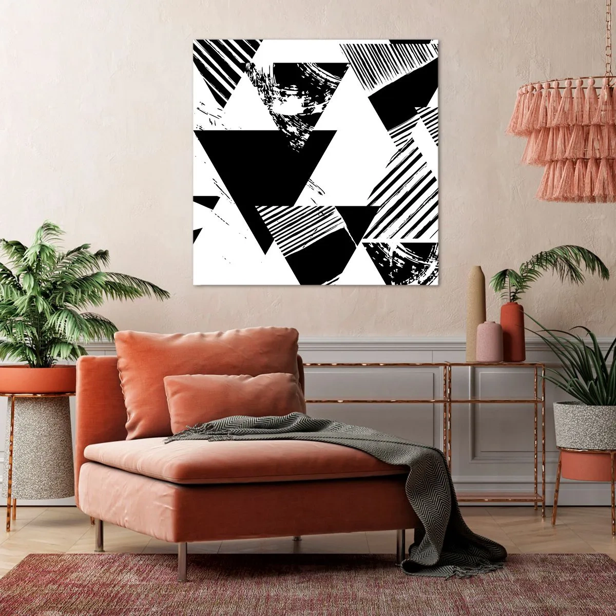 Canvastavla - Bild på duk - Det regnar trianglar - 60x60 cm