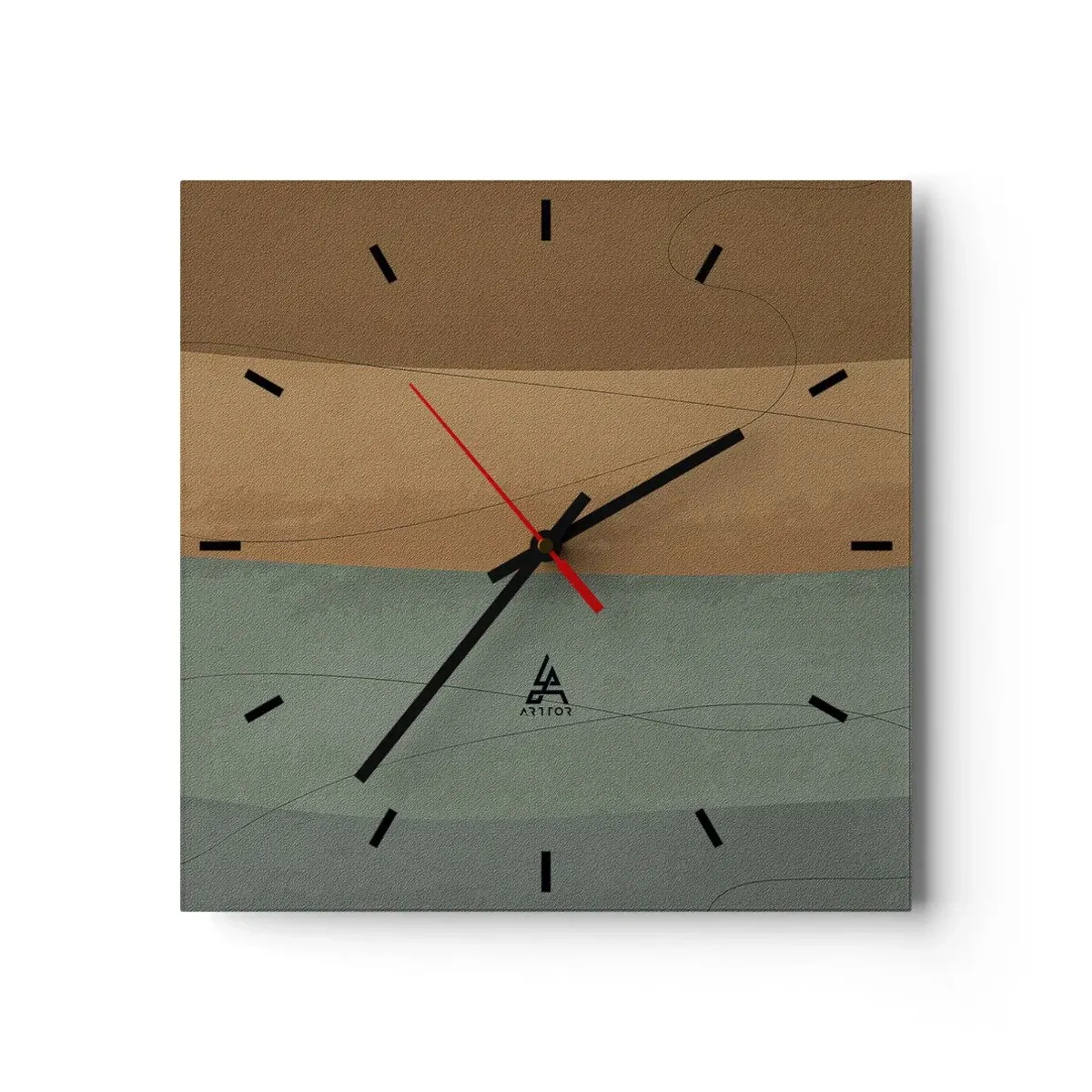 Väggklocka - Klocka på glas - Horisontell komposition - 30x30 cm
