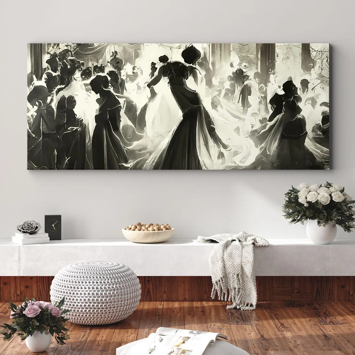 Canvastavla - Bild på duk - Stor maskerad - 100x40 cm