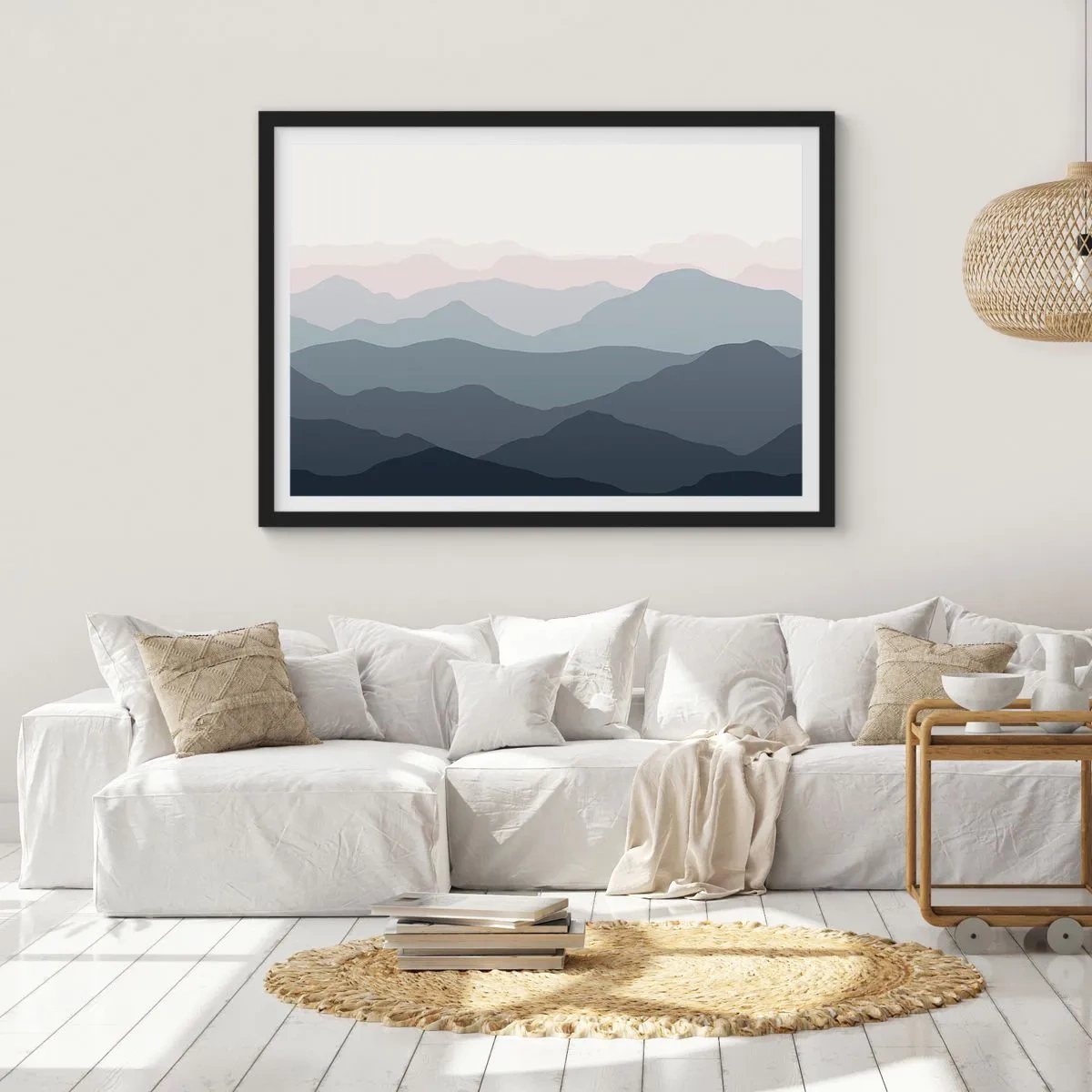Affisch i svart ram - Fjällens vågor - 70x50 cm
