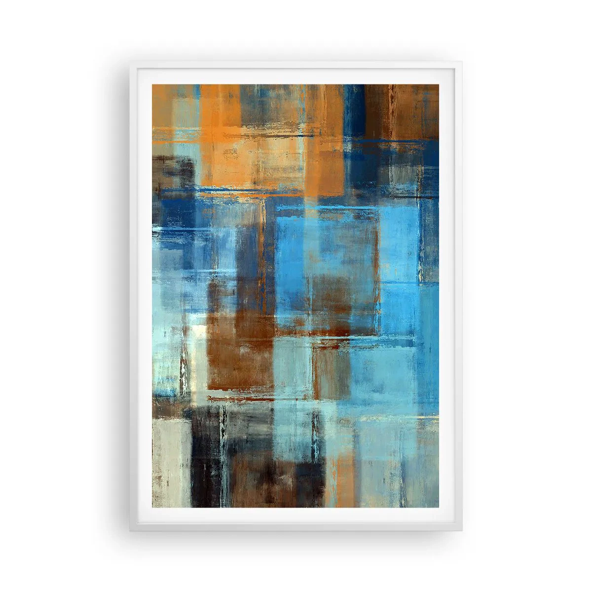 Affisch i vit ram - Genom blåa gardinen - 70x100 cm