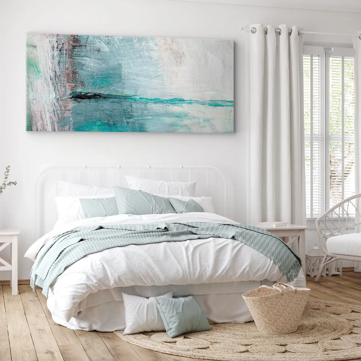 Canvastavla - Bild på duk - Horisontellt i blått - 100x40 cm