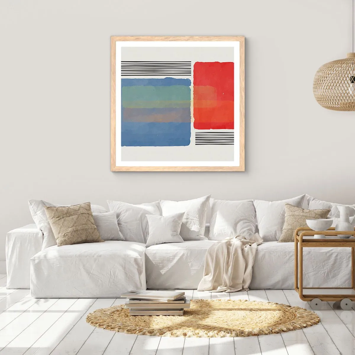 Affisch i ram av ljusek - Geometrins anda  - 50x50 cm