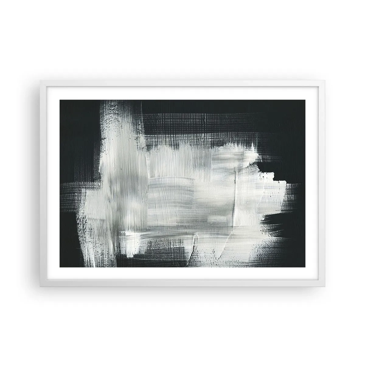Affisch i vit ram - Vävd av det vertikala och horisontella - 70x50 cm