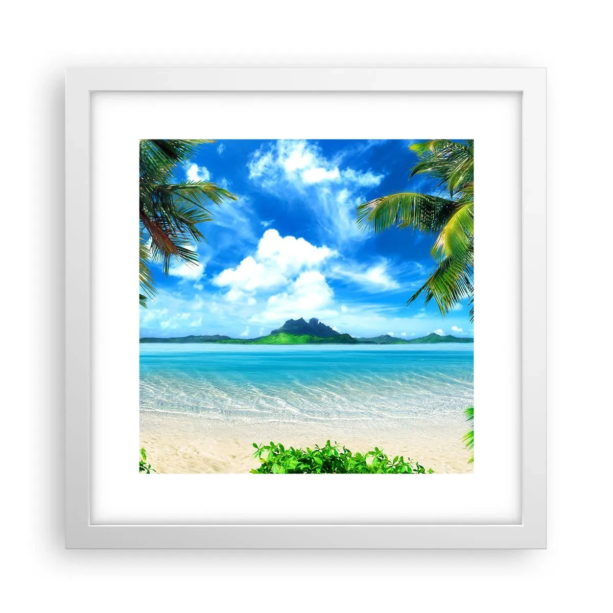 Affisch i vit ram - Tropikens azur - 30x30 cm