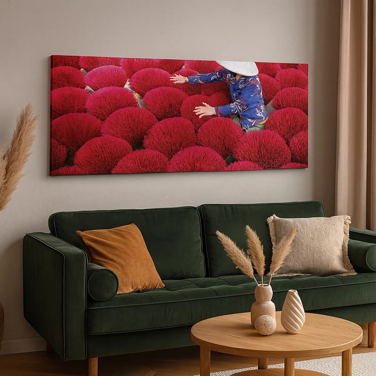 Canvastavla - Bild på duk - På ett risfält - 30x30 cm